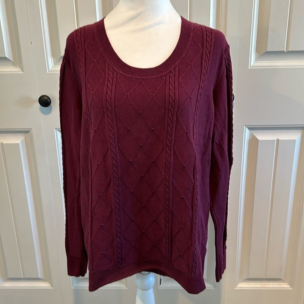Banana Republic XL Burgundy Scoopneck‎ Cable Knit Sweater